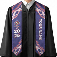 Custom Hawaii Waianae High School Graduation Stole Tapa Pattern With Leis