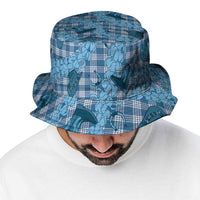 Cyan Palaka Hawaii Cowboy Bucket Hat Puakenikeni Lei Paniolo Papale Seamless Vibes LT14 - Polynesian Pride