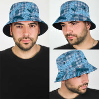 Cyan Palaka Hawaii Cowboy Bucket Hat Puakenikeni Lei Paniolo Papale Seamless Vibes LT14 - Polynesian Pride