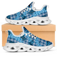Cyan Palaka Hawaii Cowboy Clunky Sneakers Puakenikeni Lei Paniolo Papale Seamless Vibes LT14 Cyan - Polynesian Pride