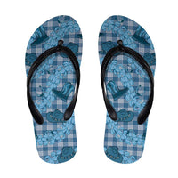 Cyan Palaka Hawaii Cowboy Flip Flops Puakenikeni Lei Paniolo Papale Seamless Vibes LT14 Cyan - Polynesian Pride
