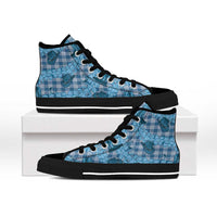 Cyan Palaka Hawaii Cowboy High Top Shoes Puakenikeni Lei Paniolo Papale Seamless Vibes LT14 - Polynesian Pride