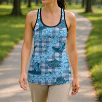 Cyan Palaka Hawaii Cowboy Hollow Tank Top Puakenikeni Lei Paniolo Papale Seamless Vibes LT14 - Polynesian Pride
