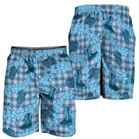 Cyan Palaka Hawaii Cowboy Shorts for Men Puakenikeni Lei Paniolo Papale Seamless Vibes LT14 - Polynesian Pride