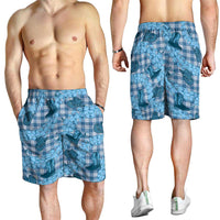 Cyan Palaka Hawaii Cowboy Shorts for Men Puakenikeni Lei Paniolo Papale Seamless Vibes LT14 - Polynesian Pride