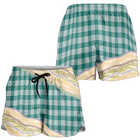 Cyan Palaka Hawaii Leis Elegant Vibes Shorts for Women