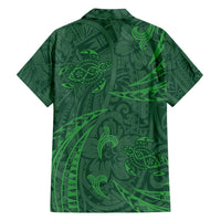 Polynesian Tribal Green Family Matching Off Shoulder Maxi Dress and Hawaiian Shirt Turtle Tattoo LT05 - Polynesian Pride