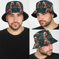 Dark Cyan Blue Bird of Batik Papua Bucket Hat Exotic Natural Wealth of Papua LT9 - Polynesian Pride