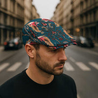 Dark Cyan Blue Bird of Batik Papua Jeff Hat Exotic Natural Wealth of Papua LT9 - Polynesian Pride