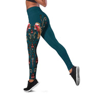 Dark Cyan Blue Bird of Batik Papua Leggings Exotic Natural Wealth of Papua LT9 Blue - Polynesian Pride