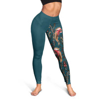 Dark Cyan Blue Bird of Batik Papua Leggings Exotic Natural Wealth of Papua LT9 - Polynesian Pride