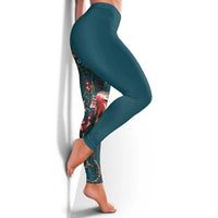 Dark Cyan Blue Bird of Batik Papua Leggings Exotic Natural Wealth of Papua LT9 - Polynesian Pride