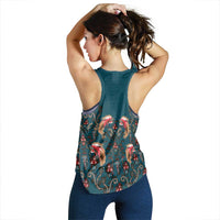 Dark Cyan Blue Bird of Batik Papua Women Racerback Tank Exotic Natural Wealth of Papua LT9 - Polynesian Pride