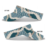Dark Cyan Hawaii Tiare and Shell Lei Sun Visor Cap Hawaiian Palaka Luxury Vibes