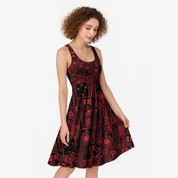 Dark Samoa Manuia Le Kerisimasi Midi Dress Pacific Patchwork Xmas Vibes - Polynesian Pride