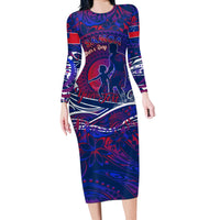 Father's Day Samoa Long Sleeve Bodycon Dress Special Dad Polynesia Paradise