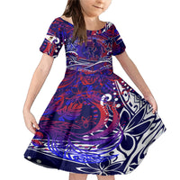Father's Day American Samoa Family Matching Mermaid Dress and Hawaiian Shirt Special Dad Polynesia Paradise DT02 Daughter's Dress Blue - Polynesian Pride