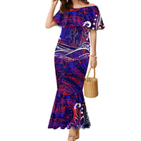 Father's Day American Samoa Family Matching Mermaid Dress and Hawaiian Shirt Special Dad Polynesia Paradise DT02 Mom's Dress Blue - Polynesian Pride
