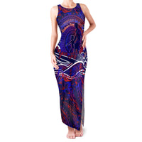 Father's Day American Samoa Family Matching Tank Maxi Dress and Hawaiian Shirt Special Dad Polynesia Paradise DT02 Mom's Dress Blue - Polynesian Pride