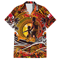 Father's Day Tonga Family Matching Off The Shoulder Long Sleeve Dress and Hawaiian Shirt Special Dad Polynesia Paradise DT02 Dad's Shirt - Short Sleeve Orange - Polynesian Pride