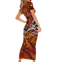 Father's Day Tonga Family Matching Short Sleeve Bodycon Dress and Hawaiian Shirt Special Dad Polynesia Paradise DT02 - Polynesian Pride