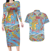 Father's Day Fiji Couples Matching Long Sleeve Bodycon Dress and Hawaiian Shirt Special Dad Polynesia Paradise DT02 Red - Polynesian Pride