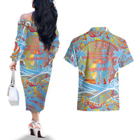 Father's Day Fiji Couples Matching Off The Shoulder Long Sleeve Dress and Hawaiian Shirt Special Dad Polynesia Paradise DT02 - Polynesian Pride