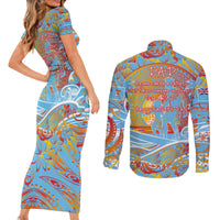 Father's Day Fiji Couples Matching Short Sleeve Bodycon Dress and Long Sleeve Button Shirt Special Dad Polynesia Paradise DT02 - Polynesian Pride