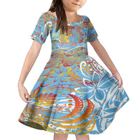 Father's Day Fiji Family Matching Long Sleeve Bodycon Dress and Hawaiian Shirt Special Dad Polynesia Paradise DT02 Daughter's Dress Red - Polynesian Pride