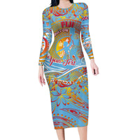 Father's Day Fiji Family Matching Long Sleeve Bodycon Dress and Hawaiian Shirt Special Dad Polynesia Paradise DT02 Mom's Dress Red - Polynesian Pride
