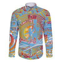 Father's Day Fiji Family Matching Off The Shoulder Long Sleeve Dress and Hawaiian Shirt Special Dad Polynesia Paradise DT02 Dad's Shirt - Long Sleeve Red - Polynesian Pride