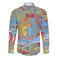 Father's Day Fiji Family Matching Short Sleeve Bodycon Dress and Hawaiian Shirt Special Dad Polynesia Paradise DT02 Dad's Shirt - Long Sleeve Red - Polynesian Pride