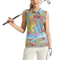Father's Day Fiji Women Sleeveless Polo Shirt Special Dad Polynesia Paradise
