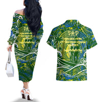 Father's Day Solomon Islands Couples Matching Off The Shoulder Long Sleeve Dress and Hawaiian Shirt Special Dad Polynesia Paradise DT02 - Polynesian Pride