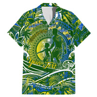 Father's Day Solomon Islands Family Matching Mermaid Dress and Hawaiian Shirt Special Dad Polynesia Paradise DT02 Dad's Shirt - Short Sleeve Green - Polynesian Pride