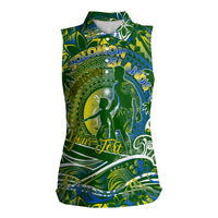 Father's Day Solomon Islands Women Sleeveless Polo Shirt Special Dad Polynesia Paradise