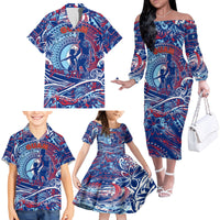 Father's Day Guam Family Matching Off The Shoulder Long Sleeve Dress and Hawaiian Shirt Special Dad Polynesia Paradise DT02 - Polynesian Pride
