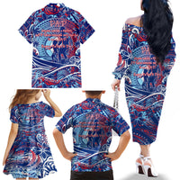 Father's Day Guam Family Matching Off The Shoulder Long Sleeve Dress and Hawaiian Shirt Special Dad Polynesia Paradise DT02 - Polynesian Pride