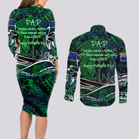 Father's Day New Zealand Couples Matching Long Sleeve Bodycon Dress and Long Sleeve Button Shirt Special Dad Polynesia Paradise DT02 - Polynesian Pride