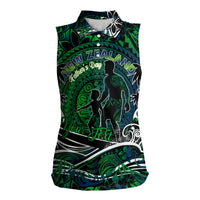 Father's Day New Zealand Women Sleeveless Polo Shirt Special Dad Polynesia Paradise DT02 Female Green - Polynesian Pride