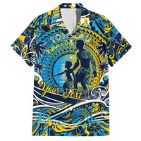 Father's Day Tokelau Family Matching Off Shoulder Maxi Dress and Hawaiian Shirt Special Dad Polynesia Paradise DT02 Dad's Shirt - Short Sleeve Blue - Polynesian Pride