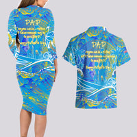 Father's Day Tuvalu Couples Matching Long Sleeve Bodycon Dress and Hawaiian Shirt Special Dad Polynesia Paradise