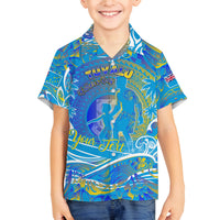 Father's Day Tuvalu Family Matching Off Shoulder Maxi Dress and Hawaiian Shirt Special Dad Polynesia Paradise DT02 Son's Shirt Blue - Polynesian Pride
