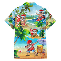 Guam Christmas Family Matching Short Sleeve Bodycon Dress and Hawaiian Shirt Santa Claus Beach and Wave DT02 - Polynesian Pride