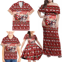 Dog Sled Christmas Family Matching Off Shoulder Maxi Dress and Hawaiian Shirt Husky Sleigh Ride Design DT02 - Polynesian Pride