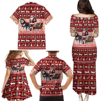 Dog Sled Christmas Family Matching Puletasi and Hawaiian Shirt Husky Sleigh Ride Design DT02 - Polynesian Pride