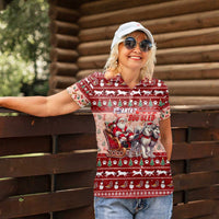 Dog Sled Christmas Women Polo Shirt Husky Sleigh Ride Design - Polynesian Pride