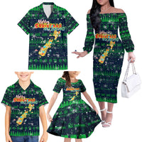 Merry Christmas New Zealand Family Matching Off The Shoulder Long Sleeve Dress and Hawaiian Shirt Xmas Travel Map DT02 - Polynesian Pride