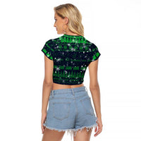 Merry Christmas New Zealand Raglan Cropped T Shirt Xmas Travel Map - Polynesian Pride