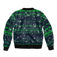 Merry Christmas New Zealand Sleeve Zip Bomber Jacket Xmas Travel Map - Polynesian Pride